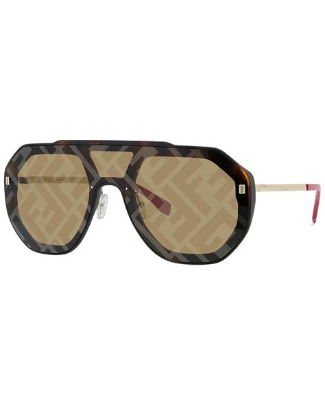 Shop Fendi Logo Pilot Mask Sunglasses 